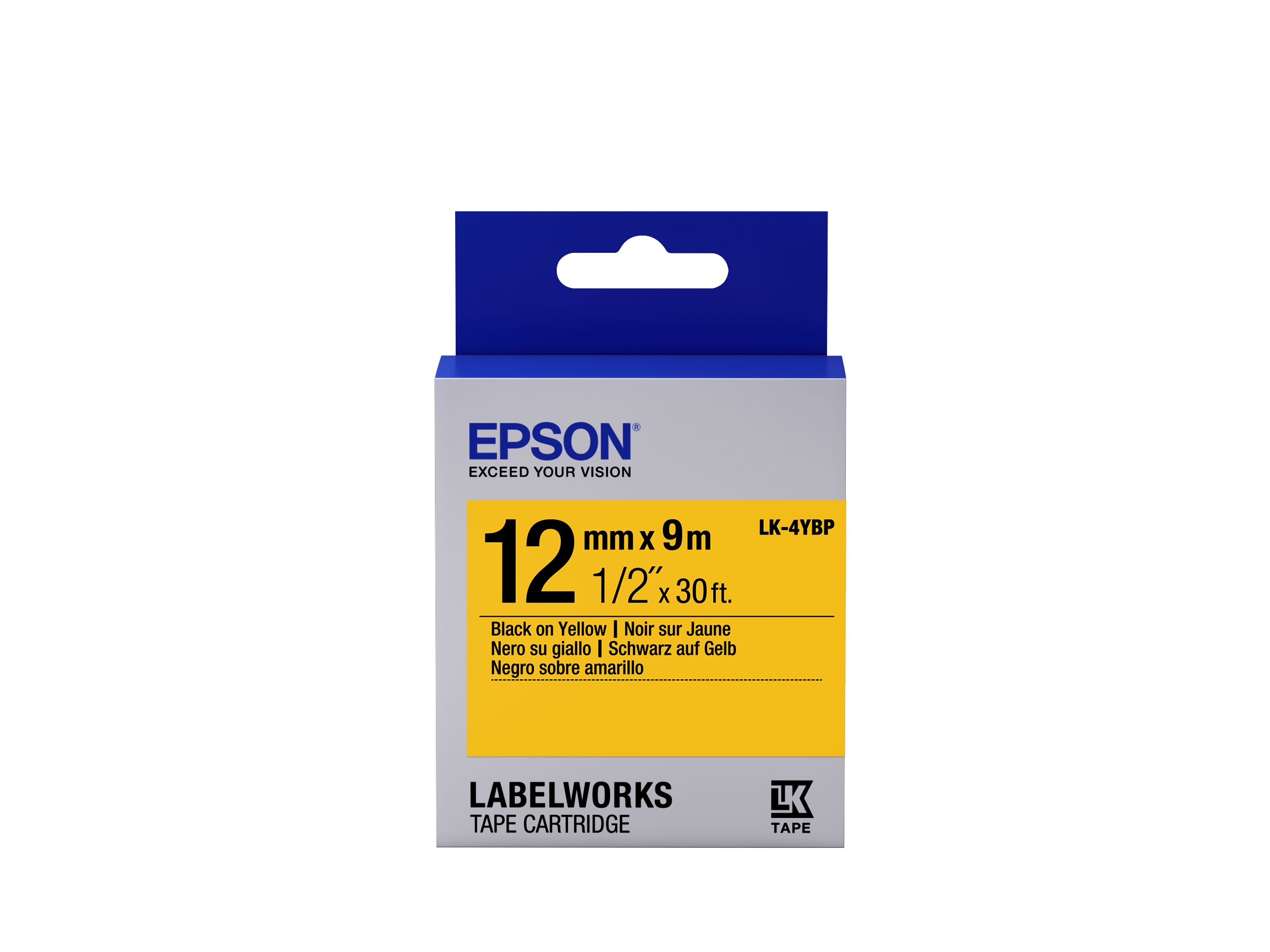 Epson Label Cartridge Pastel LK 4YBP Black Yellow 12mm 9m