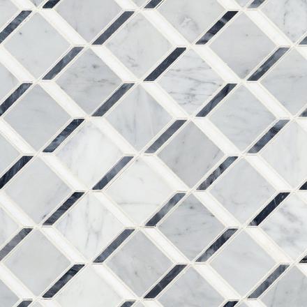 Bianco Carrara Thassos Bardiglio Cube Polished Marble Mosaic Bianco Carrara Thassos Bardiglio Cube Polished Marble Mosaic