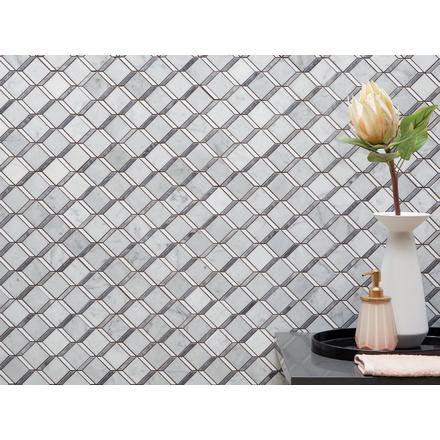 Bianco Carrara Thassos Bardiglio Cube Polished Marble Mosaic Bianco Carrara Thassos Bardiglio Cube Polished Marble Mosaic