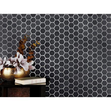 Black Hexagon Natural Slate Mosaic Black Hexagon Natural Slate Mosaic