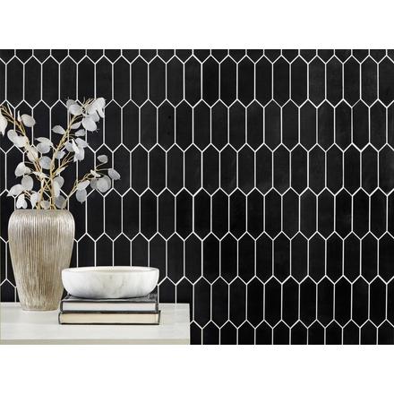 Jet Black Basalt Picket Limestone Mosaic Jet Black Basalt Picket Limestone Mosaic