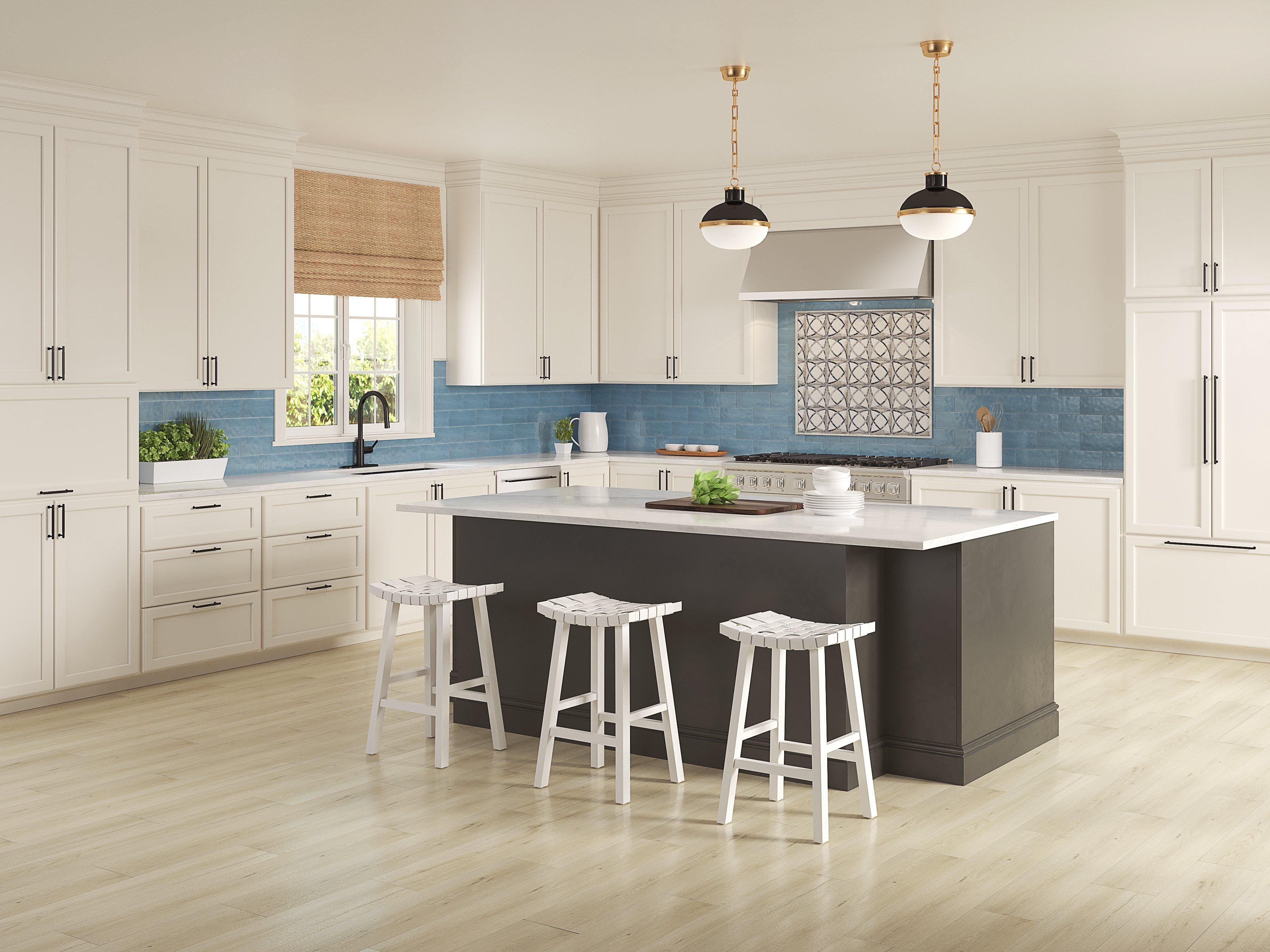 Dara Valentino Azul and Bardiglio Waterjet Mosaic