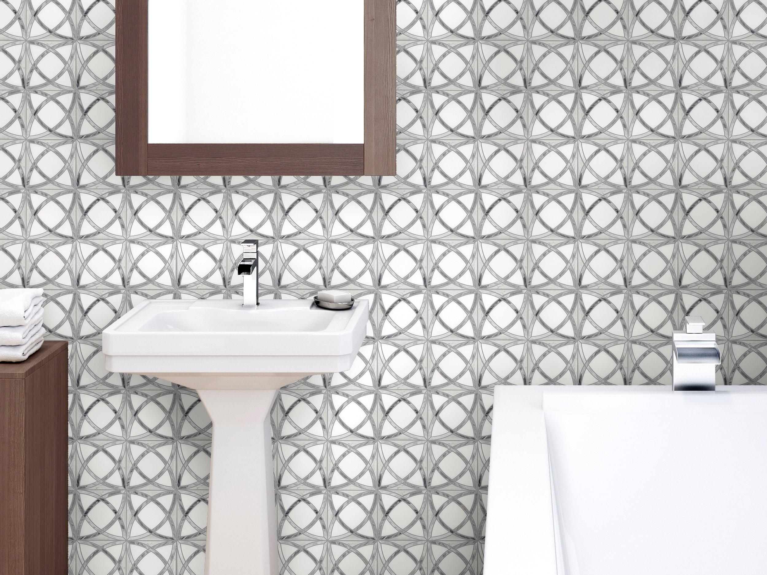 Dara Valentino Azul and Bardiglio Waterjet Mosaic