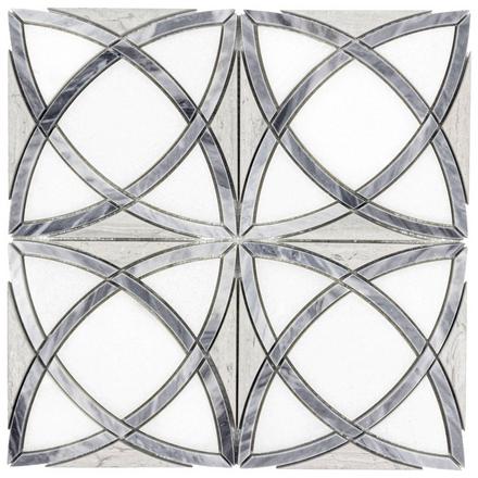 Dara Valentino Azul and Bardiglio Waterjet Mosaic Dara Valentino Azul and Bardiglio Waterjet Mosaic