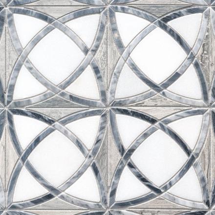 Dara Valentino Azul and Bardiglio Waterjet Mosaic Dara Valentino Azul and Bardiglio Waterjet Mosaic