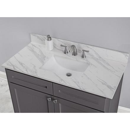 Volakas Engineered Marble 37 in. Vanity Top includes Backsplash Volakas Engineered Marble 37 in. Vanity Top includes Backsplash
