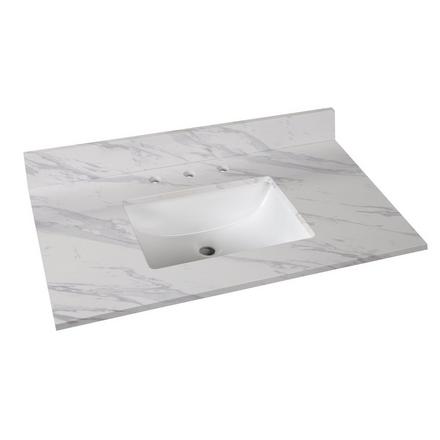 Volakas Engineered Marble 37 in. Vanity Top includes Backsplash Volakas Engineered Marble 37 in. Vanity Top includes Backsplash