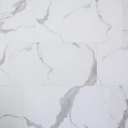 Carrara Marble Waterproof Rigid Core Luxury Vinyl Plank - Cork Pad Carrara Marble Waterproof Rigid Core Luxury Vinyl Plank - Cork Pad