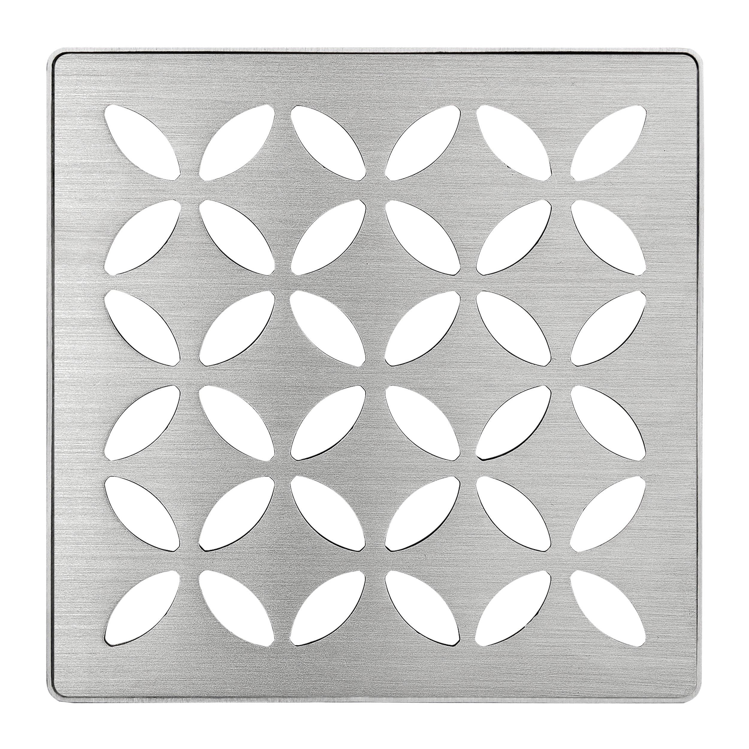Schluter Kerdi-Drain 4in. Grate Brushed Stainless Steel Floral