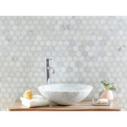 Sahara Carrara Hexagon Polished Marble Mosaic Sahara Carrara Hexagon Polished Marble Mosaic