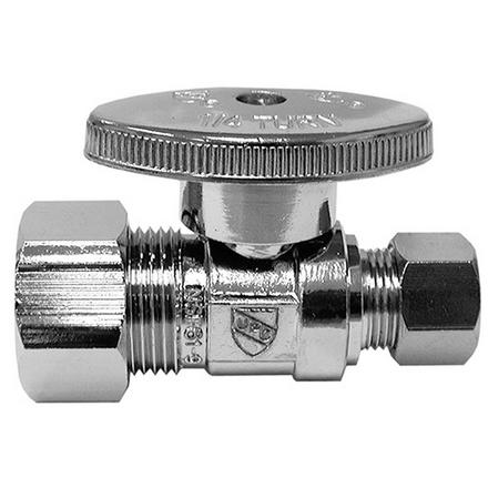 Jones Stephens 5/8in. x 3/8in. Chrome Plated Quarter Turn Straight Stop Jones Stephens 5/8in. x 3/8in. Chrome Plated Quarter Turn Straight Stop