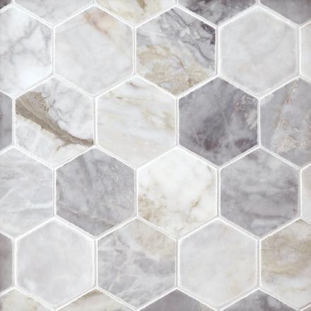 Calacatta Bluette Hexagon Polished Marble Mosaic Calacatta Bluette Hexagon Polished Marble Mosaic