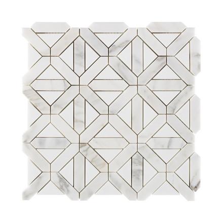 Canterbury Calacatta Thassos Polished Marble Mosaic Canterbury Calacatta Thassos Polished Marble Mosaic
