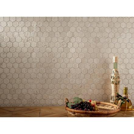 Fossil Hexagon Brushed Limestone Mosaic Fossil Hexagon Brushed Limestone Mosaic