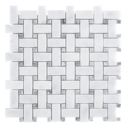 Carrara Chateau Basket Weave Polished Marble Mosaic Carrara Chateau Basket Weave Polished Marble Mosaic
