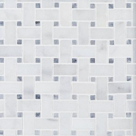 Carrara Chateau Basket Weave Polished Marble Mosaic Carrara Chateau Basket Weave Polished Marble Mosaic