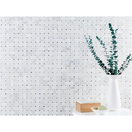 Carrara Chateau Basket Weave Polished Marble Mosaic Carrara Chateau Basket Weave Polished Marble Mosaic