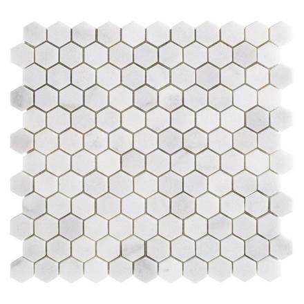 Carrara Chateau Hexagon Honed Marble Mosaic Carrara Chateau Hexagon Honed Marble Mosaic