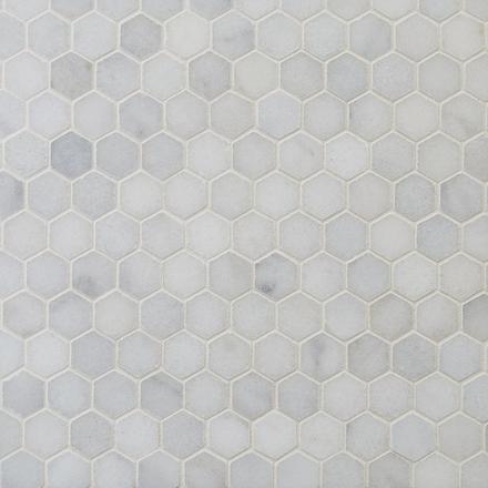 Carrara Chateau Hexagon Honed Marble Mosaic Carrara Chateau Hexagon Honed Marble Mosaic