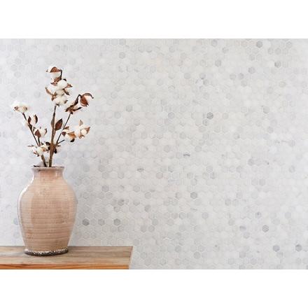 Carrara Chateau Hexagon Honed Marble Mosaic Carrara Chateau Hexagon Honed Marble Mosaic