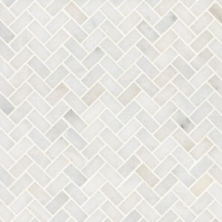 Carrara Chateau Herringbone Honed Marble Mosaic Carrara Chateau Herringbone Honed Marble Mosaic