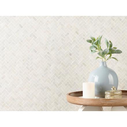 Carrara Chateau Herringbone Honed Marble Mosaic Carrara Chateau Herringbone Honed Marble Mosaic