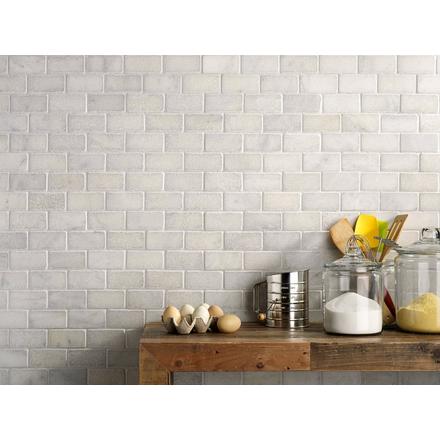 Carrara Chateau Tumbled Marble Brick Mosaic Carrara Chateau Tumbled Marble Brick Mosaic