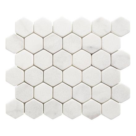 Carrara Chateau Hexagon Tumbled Marble Mosaic Carrara Chateau Hexagon Tumbled Marble Mosaic