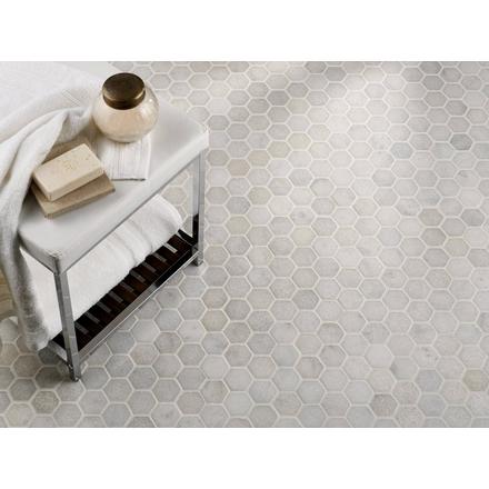 Carrara Chateau Hexagon Tumbled Marble Mosaic Carrara Chateau Hexagon Tumbled Marble Mosaic