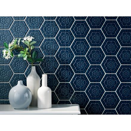 Gashira Hex Indigo Ceramic Tile Gashira Hex Indigo Ceramic Tile
