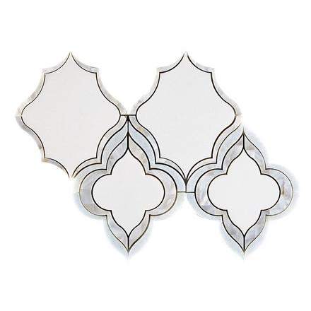 Cassia II Mother of Pearl Blue Celeste Marble Waterjet Mosaic Cassia II Mother of Pearl Blue Celeste Marble Waterjet Mosaic