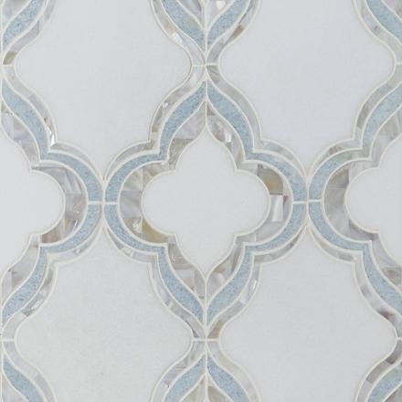 Cassia II Mother of Pearl Blue Celeste Marble Waterjet Mosaic Cassia II Mother of Pearl Blue Celeste Marble Waterjet Mosaic