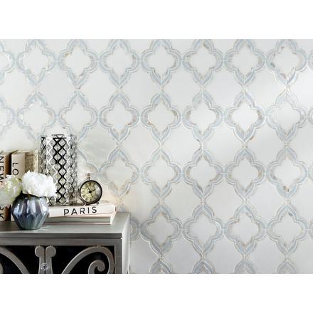 Cassia II Mother of Pearl Blue Celeste Marble Waterjet Mosaic Cassia II Mother of Pearl Blue Celeste Marble Waterjet Mosaic