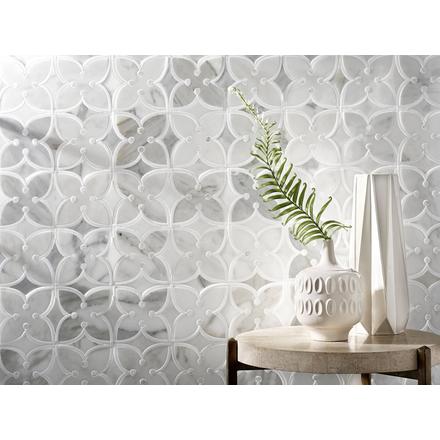 Jasmine II Calacatta Mother of Pearl Thassos Mosaic Jasmine II Calacatta Mother of Pearl Thassos Mosaic