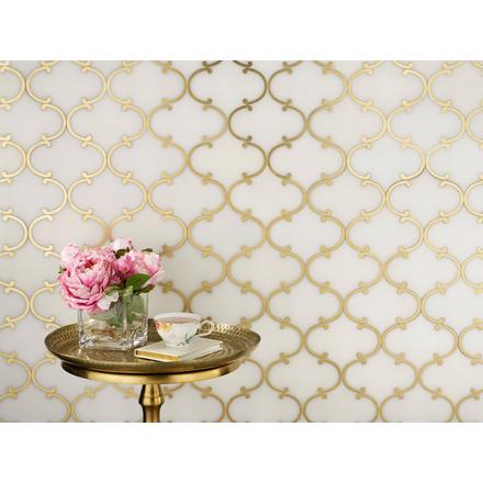 Dionysus II Royal White Marble and Brass Waterjet Mosaic Dionysus II Royal White Marble and Brass Waterjet Mosaic