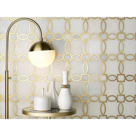 Phoenix II Royal White Brass Waterjet Marble Mosaic Phoenix II Royal White Brass Waterjet Marble Mosaic