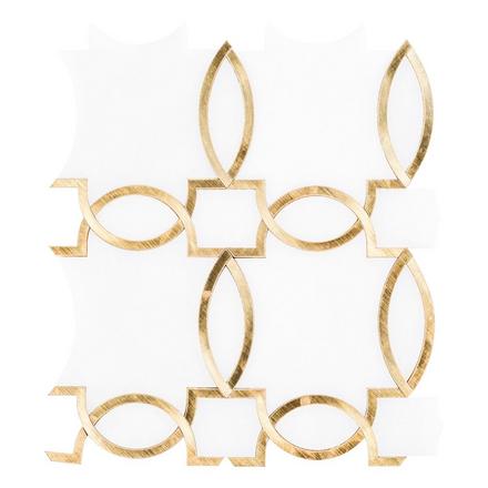 Phoenix II Royal White Brass Waterjet Marble Mosaic Phoenix II Royal White Brass Waterjet Marble Mosaic