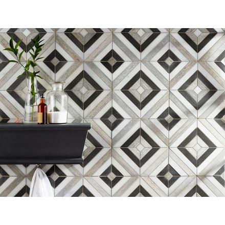 Prismatic II Carrara Blend Marble Mosaic Prismatic II Carrara Blend Marble Mosaic