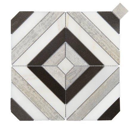 Prismatic II Carrara Blend Marble Mosaic Prismatic II Carrara Blend Marble Mosaic