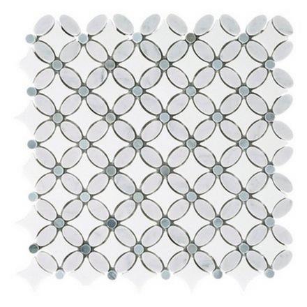 Bianco Carrara Thassos Moonstone Flower II Marble Mosaic Bianco Carrara Thassos Moonstone Flower II Marble Mosaic
