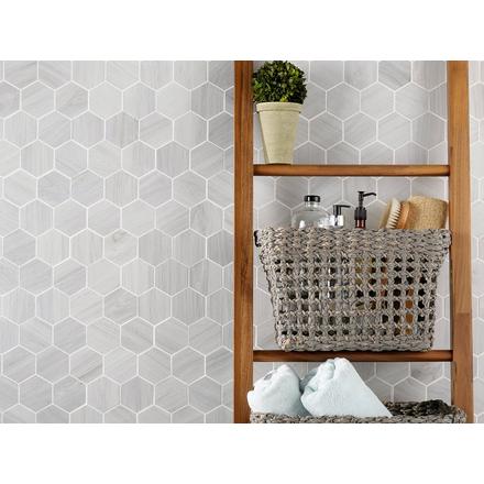 Ashford Woodville White Hexagon Porcelain Mosaic Ashford Woodville White Hexagon Porcelain Mosaic