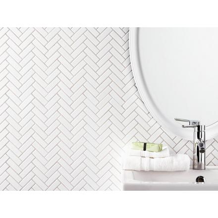 Festival Glossy White Herringbone Porcelain Mosaic Festival Glossy White Herringbone Porcelain Mosaic