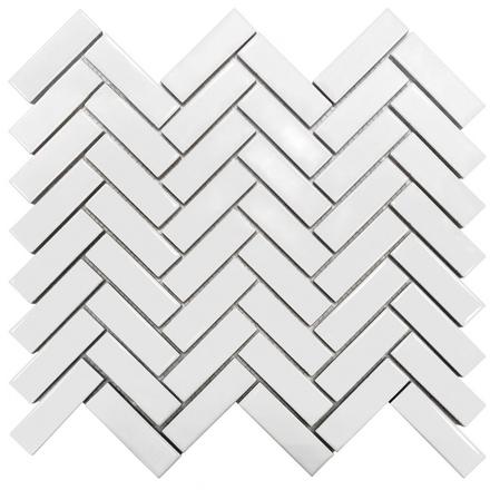 Festival Glossy White Herringbone Porcelain Mosaic Festival Glossy White Herringbone Porcelain Mosaic