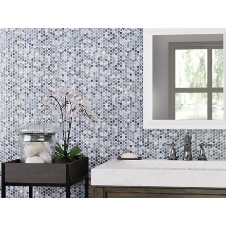 Multi Gray Polished Porcelain Penny Mosaic Multi Gray Polished Porcelain Penny Mosaic