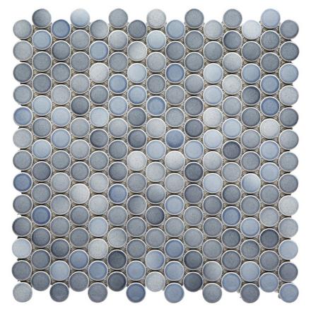 Multi Gray Polished Porcelain Penny Mosaic Multi Gray Polished Porcelain Penny Mosaic