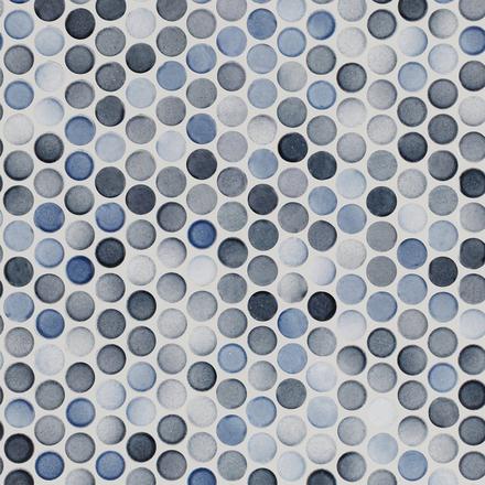 Multi Gray Polished Porcelain Penny Mosaic Multi Gray Polished Porcelain Penny Mosaic