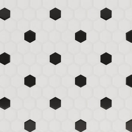 White and Black Hexagon Polished Porcelain Mosaic White and Black Hexagon Polished Porcelain Mosaic