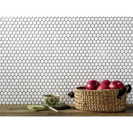 White Small Hexagon Polished Porcelain Mosaic White Small Hexagon Polished Porcelain Mosaic