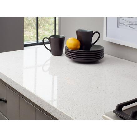 Ready To Install Sparkling White II Quartz Prefab Slab Includes Backsplash Ready To Install Sparkling White II Quartz Prefab Slab Includes Backsplash