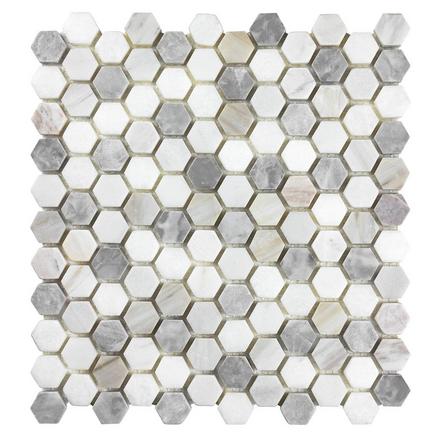 Coastal Ivory Blend Multi Finish Hexagon Marble Mosaic Coastal Ivory Blend Multi Finish Hexagon Marble Mosaic